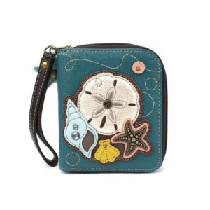 Zip-Around Wallet - Sand Dollar -turquoise