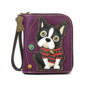 Zip-Around Wallet - Boston Terrier - purple
