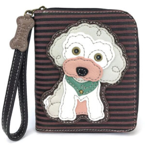 Zip-Around Wallet - Poodle - burgundy striped