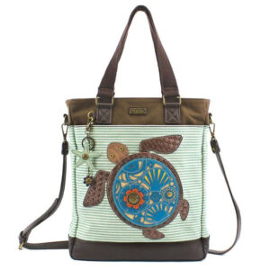 Work Tote - Turtle - teal stripe